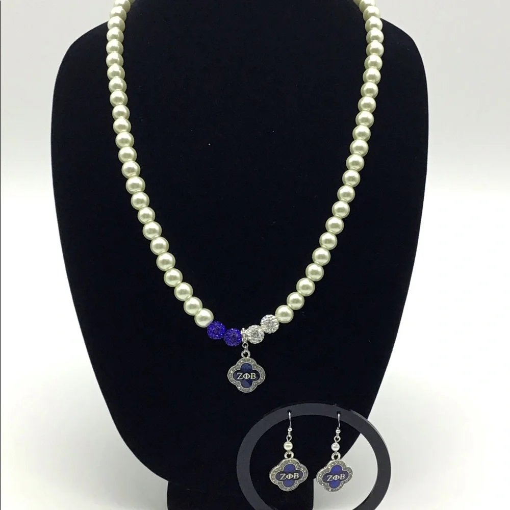 Zeta Phi Beta Necklace and Earring Set - Picture 4 of 9